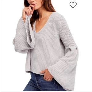 Free people grey damsel bell sleeve pullover